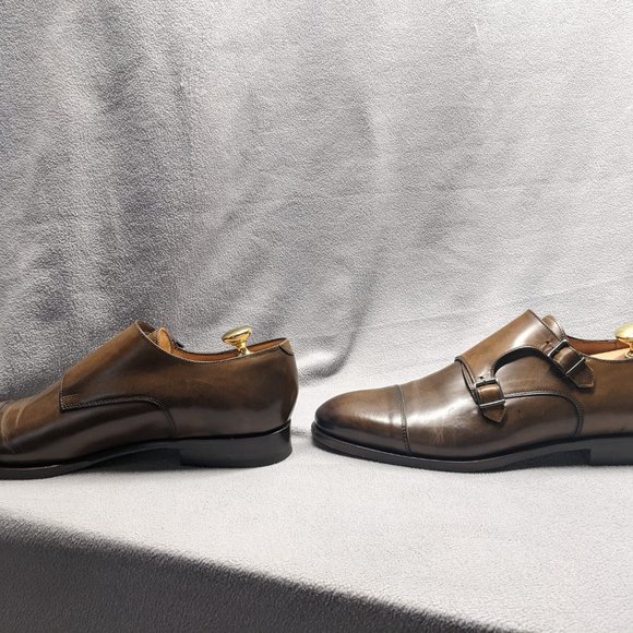 Suitsupply | Brown Double Monk Strap Calf Leather Oxfords | Mens Size 11